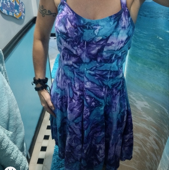 Turquoise/purple sleeveless dress - Picture 3 of 12